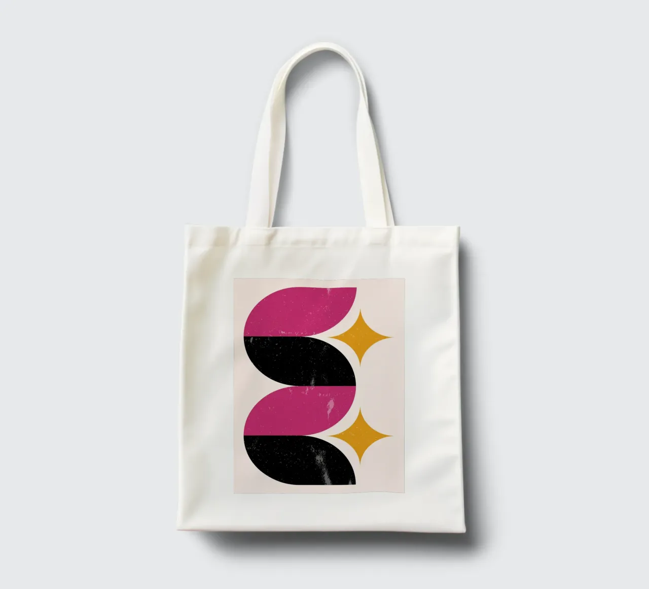 Retro Geometric Abstract Art Print by Wavy Shapes & Stars tote bag by NorwesClub