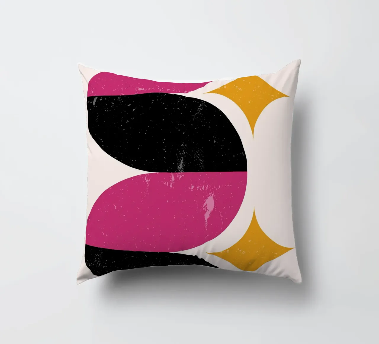 Retro Geometric Abstract Art Print by Wavy Shapes & Stars decorative cushion by NorwesClub
