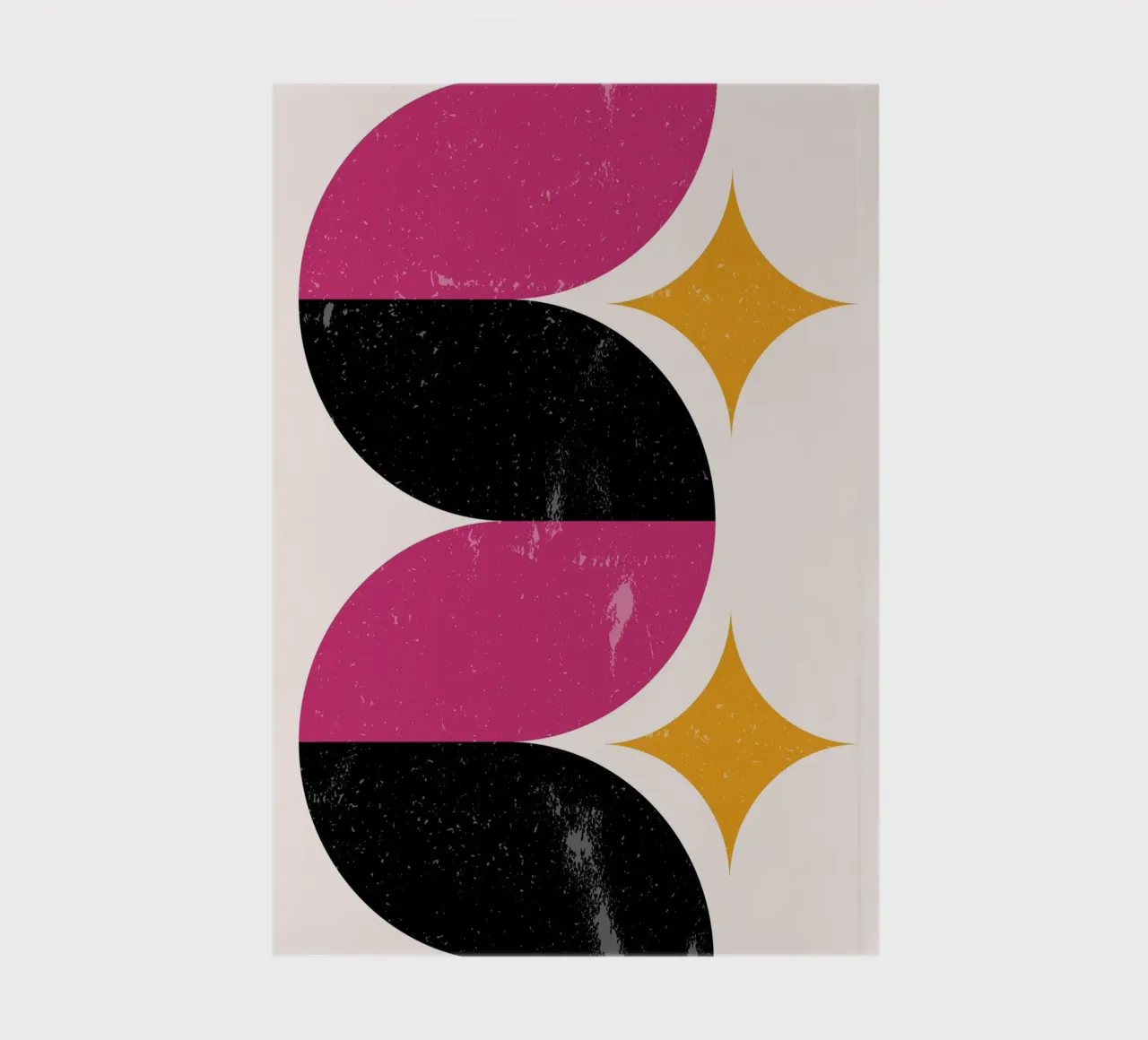 Retro Geometric Abstract Art Print by Wavy Shapes & Stars notebook by NorwesClub