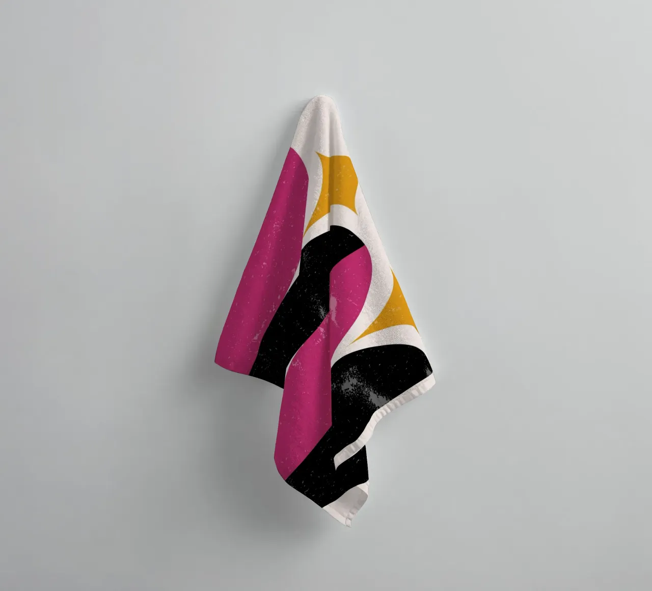 Retro Geometric Abstract Art Print by Wavy Shapes & Stars towel by NorwesClub