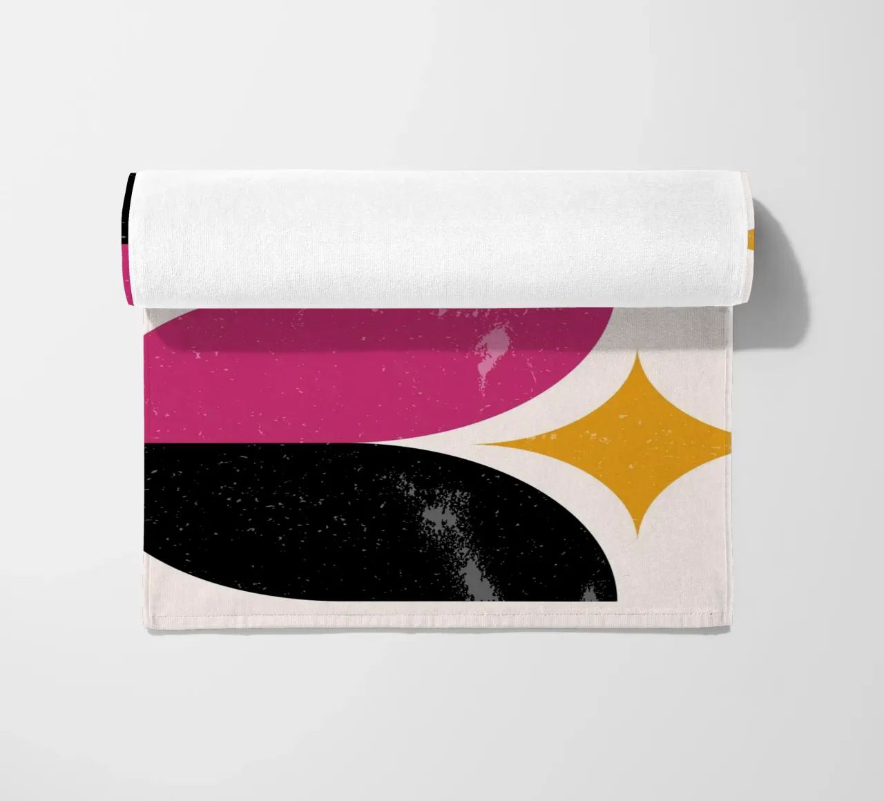 Retro Geometric Abstract Art Print by Wavy Shapes & Stars beach towel by NorwesClub