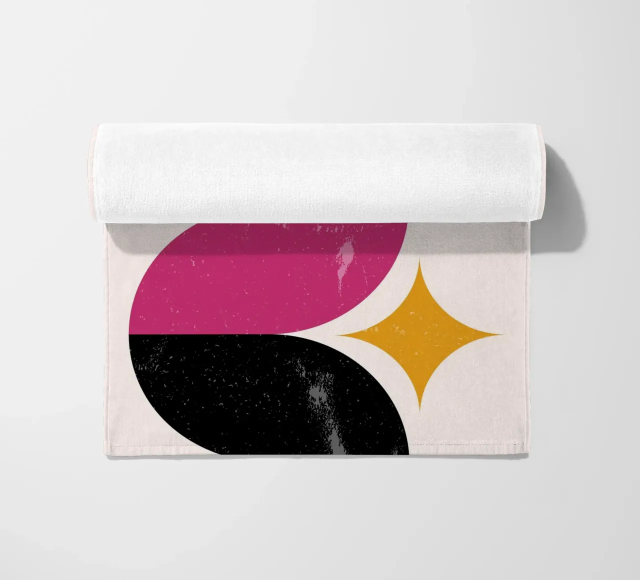Retro Geometric Abstract Art Print by Wavy Shapes & Stars beach towel by NorwesClub