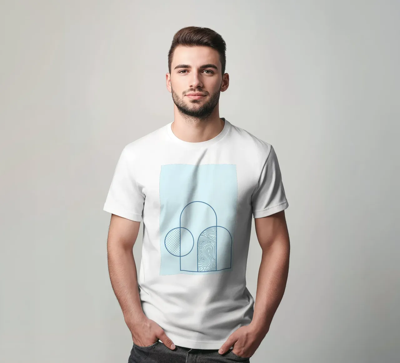Minimalist Arch & Circle Abstract Line Art Print by Ferm Liv t-shirt by NorwesClub