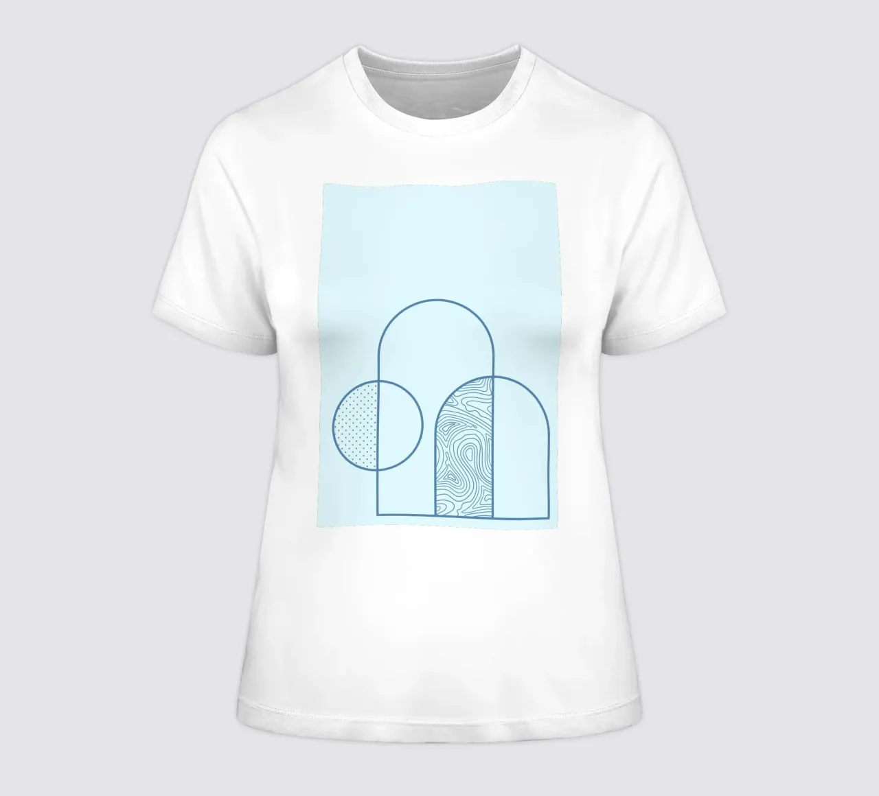 Minimalist Arch & Circle Abstract Line Art Print by Ferm Liv women's fitted t-shirt by NorwesClub