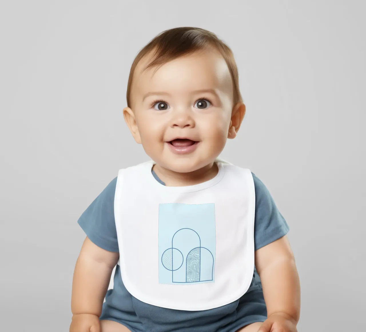 Minimalist Arch & Circle Abstract Line Art Print by Ferm Liv baby bib by NorwesClub