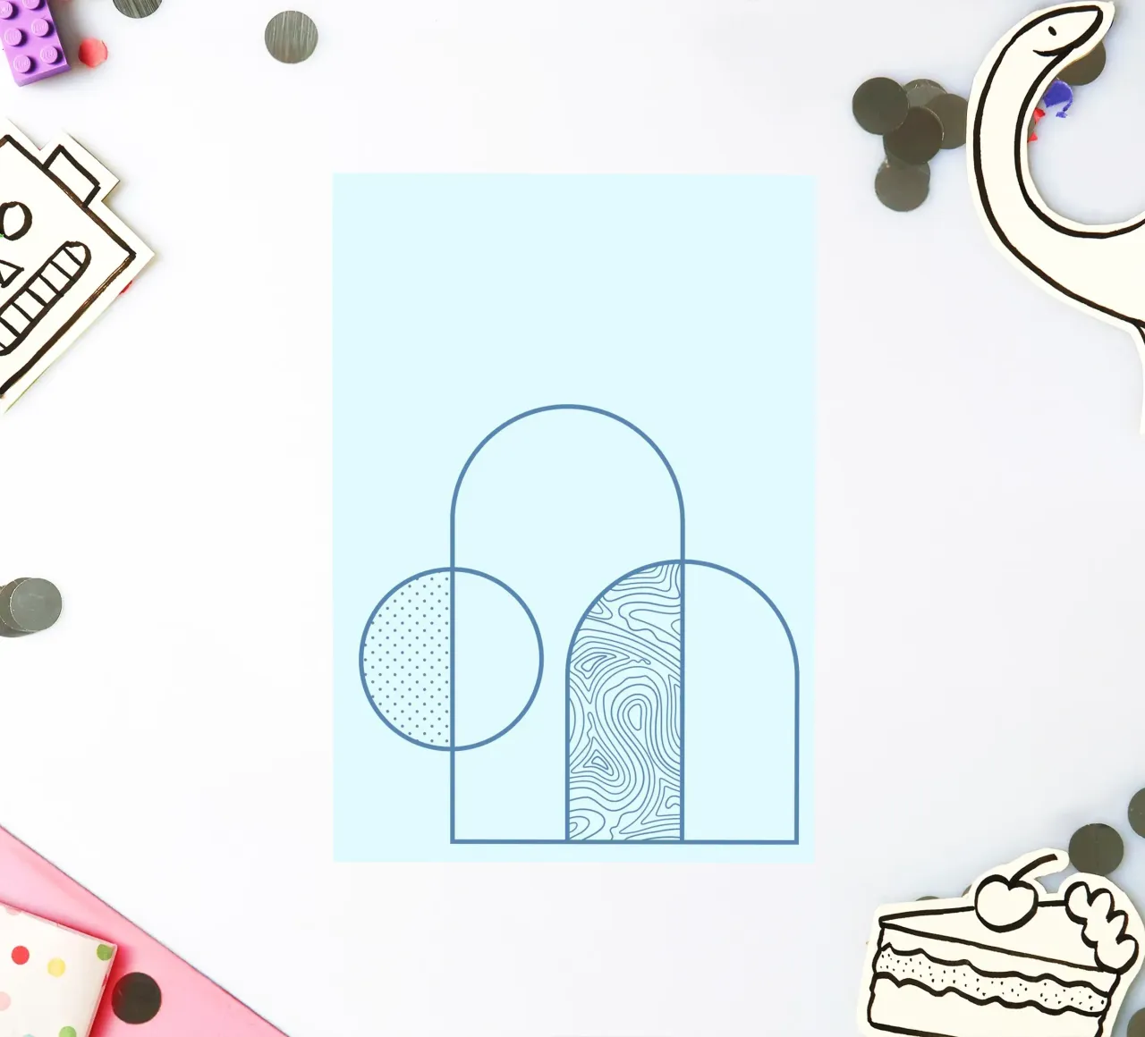 Minimalist Arch & Circle Abstract Line Art Print by Ferm Liv sticker by NorwesClub