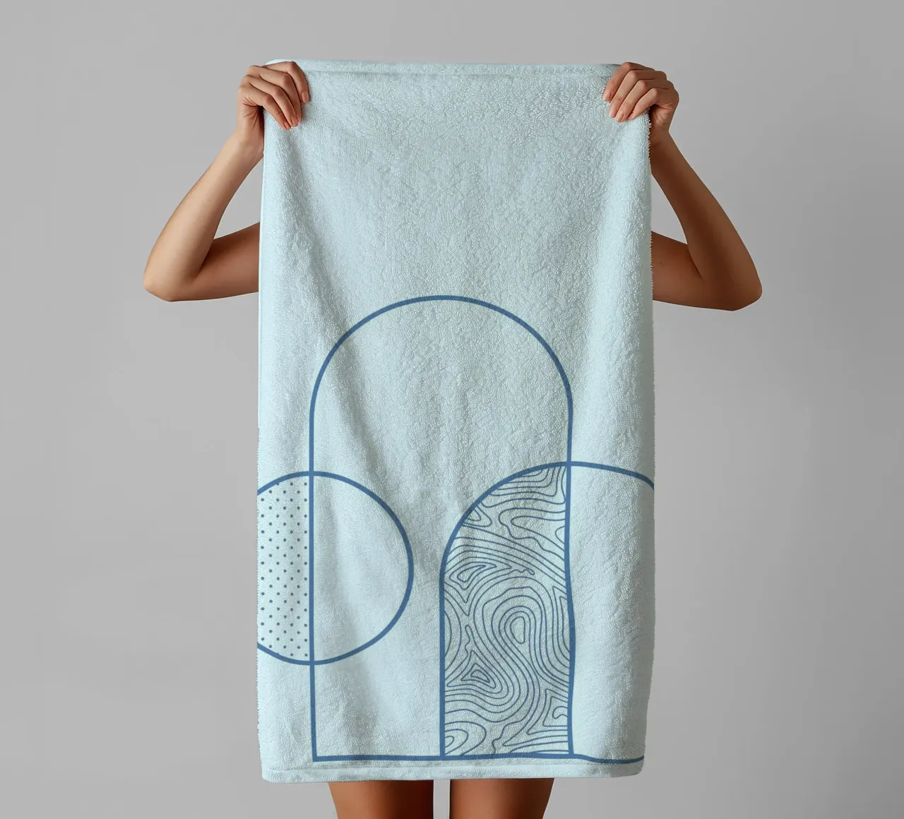 Minimalist Arch & Circle Abstract Line Art Print by Ferm Liv towel by NorwesClub