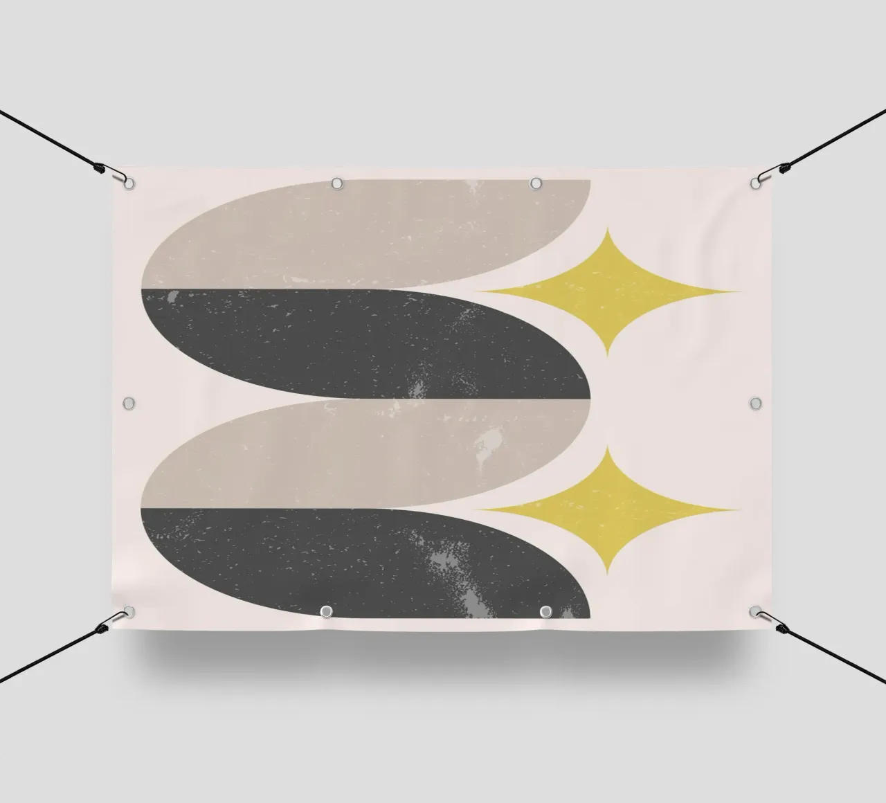Astratto Mid-Century Modern Wavy Shapes & Starbursts Art Pri telo in pvc da NorwesClub