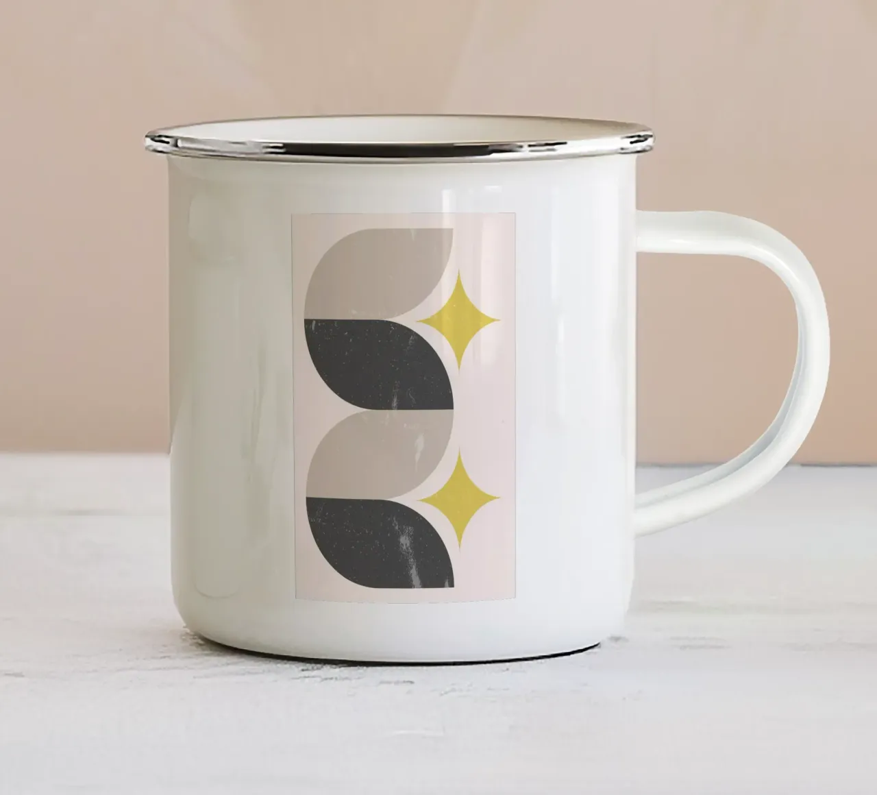 Astratto Mid-Century Modern Wavy Shapes & Starbursts Art Pri tazza in smalto da NorwesClub