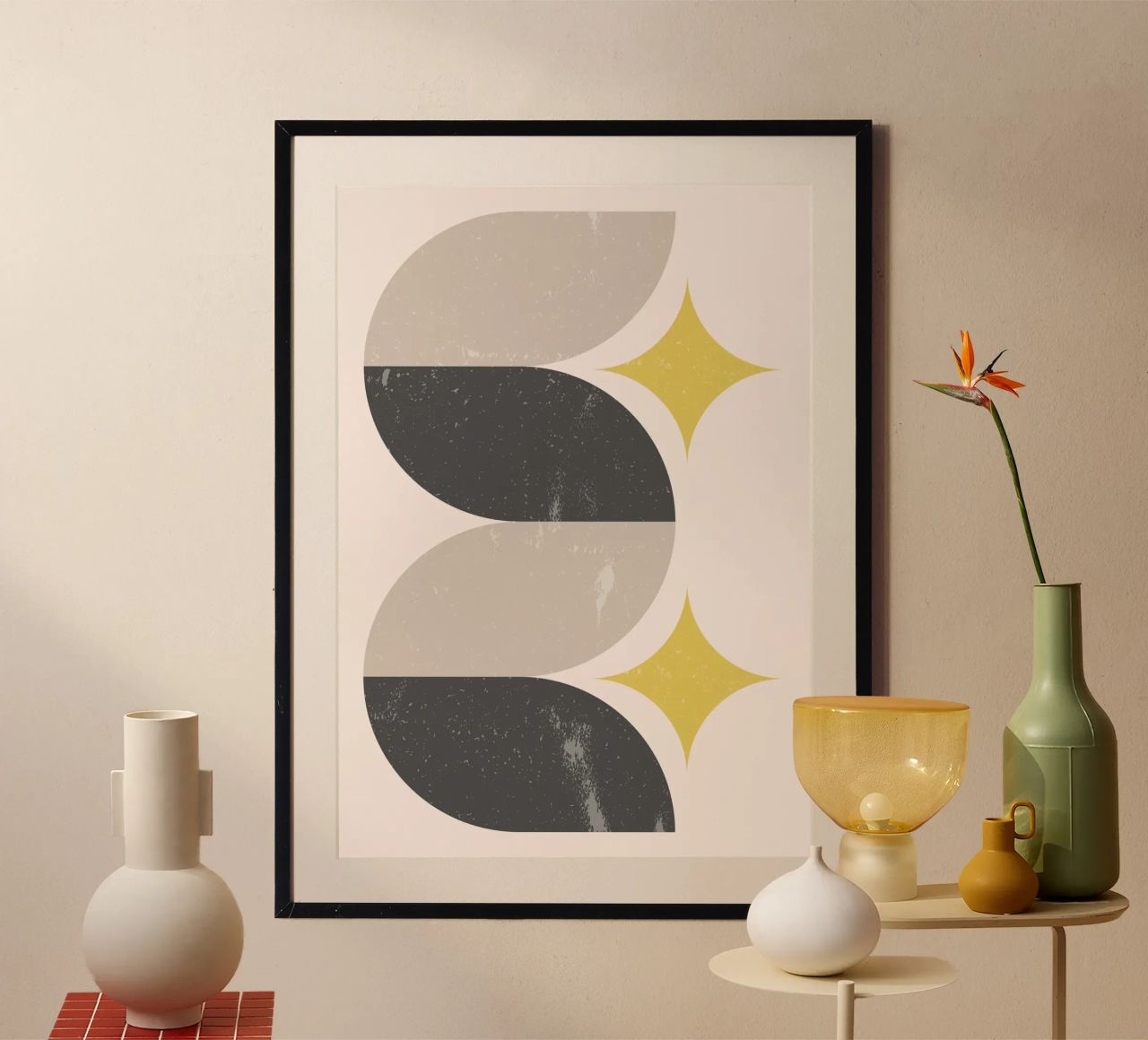 Abstrakt Mitte des Jahrhunderts Moderne Wellenformen & Sternschnuppen Kunst Pri Poster von NorwesClub