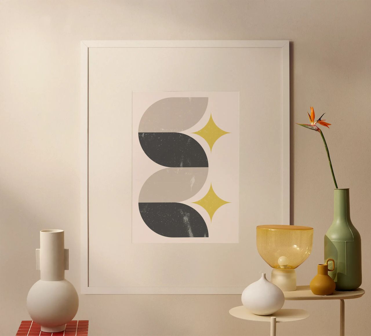 Abstrakt Mitte des Jahrhunderts Moderne Wellenformen & Sternschnuppen Kunst Pri Poster von NorwesClub