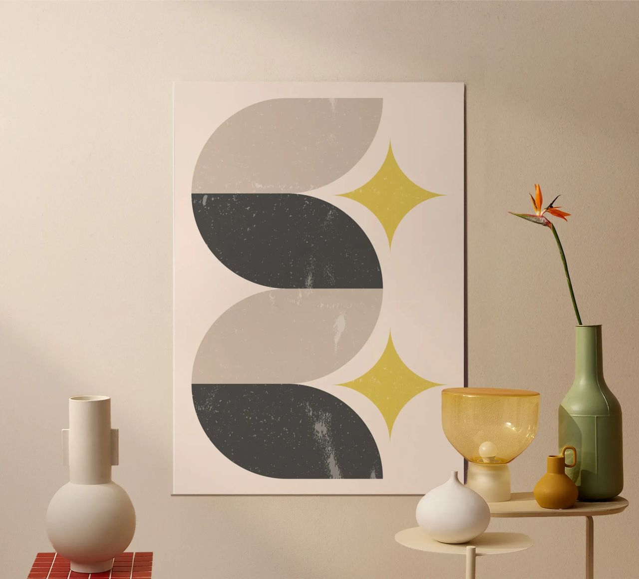 Abstrakt Mitte des Jahrhunderts Moderne Wellenformen & Sternschnuppen Kunst Pri Poster von NorwesClub