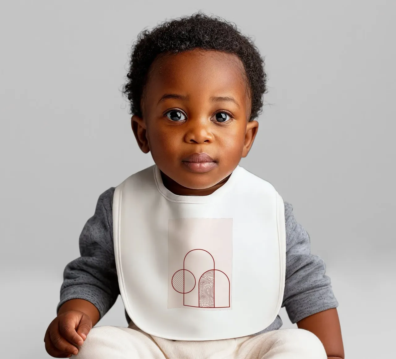 Abstract Arch & Circle Line Art Print by Organic Patterns, T baby bib by NorwesClub