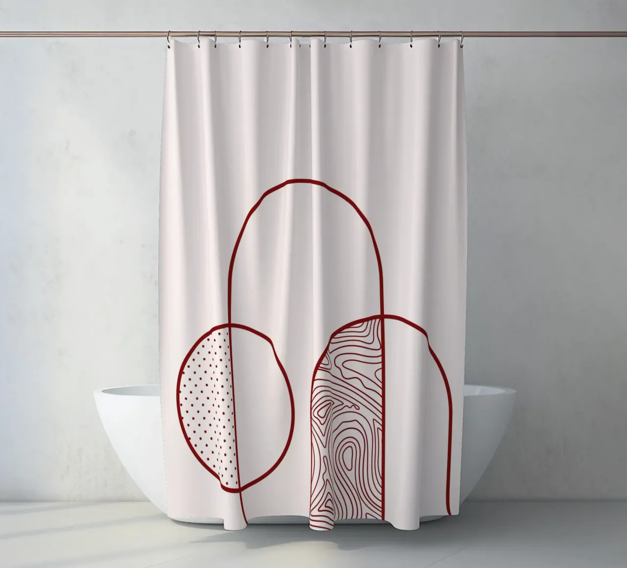 Abstract Arch & Circle Line Art Print by Organic Patterns, T shower curtain by NorwesClub