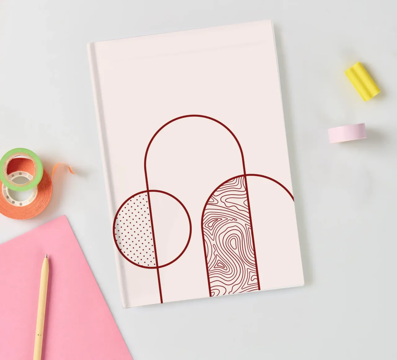 Abstract Arch & Circle Line Art Print by Organic Patterns, T notebook by NorwesClub