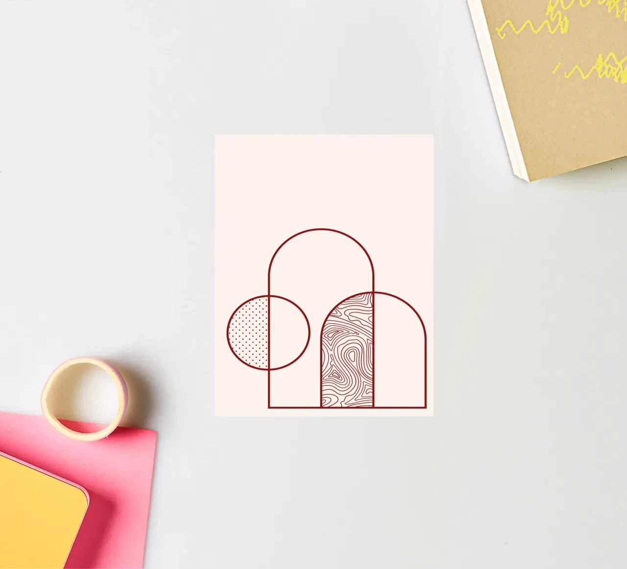 Abstract Arch & Circle Line Art Print by Organic Patterns, T sticker by NorwesClub