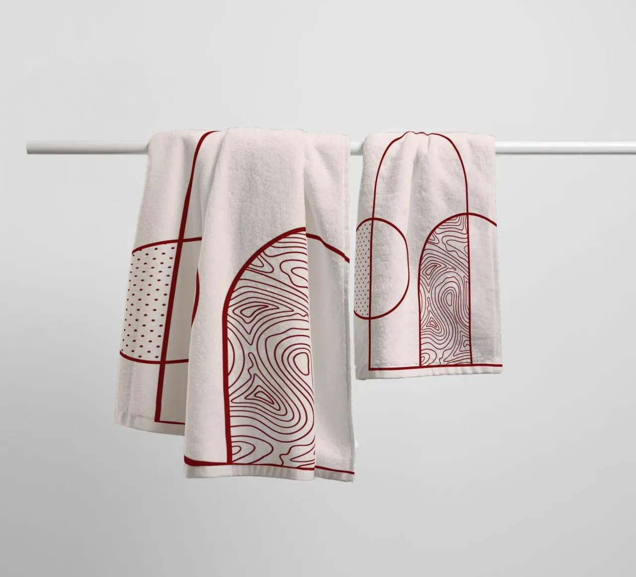 Abstract Arch & Circle Line Art Print by Organic Patterns, T towel by NorwesClub
