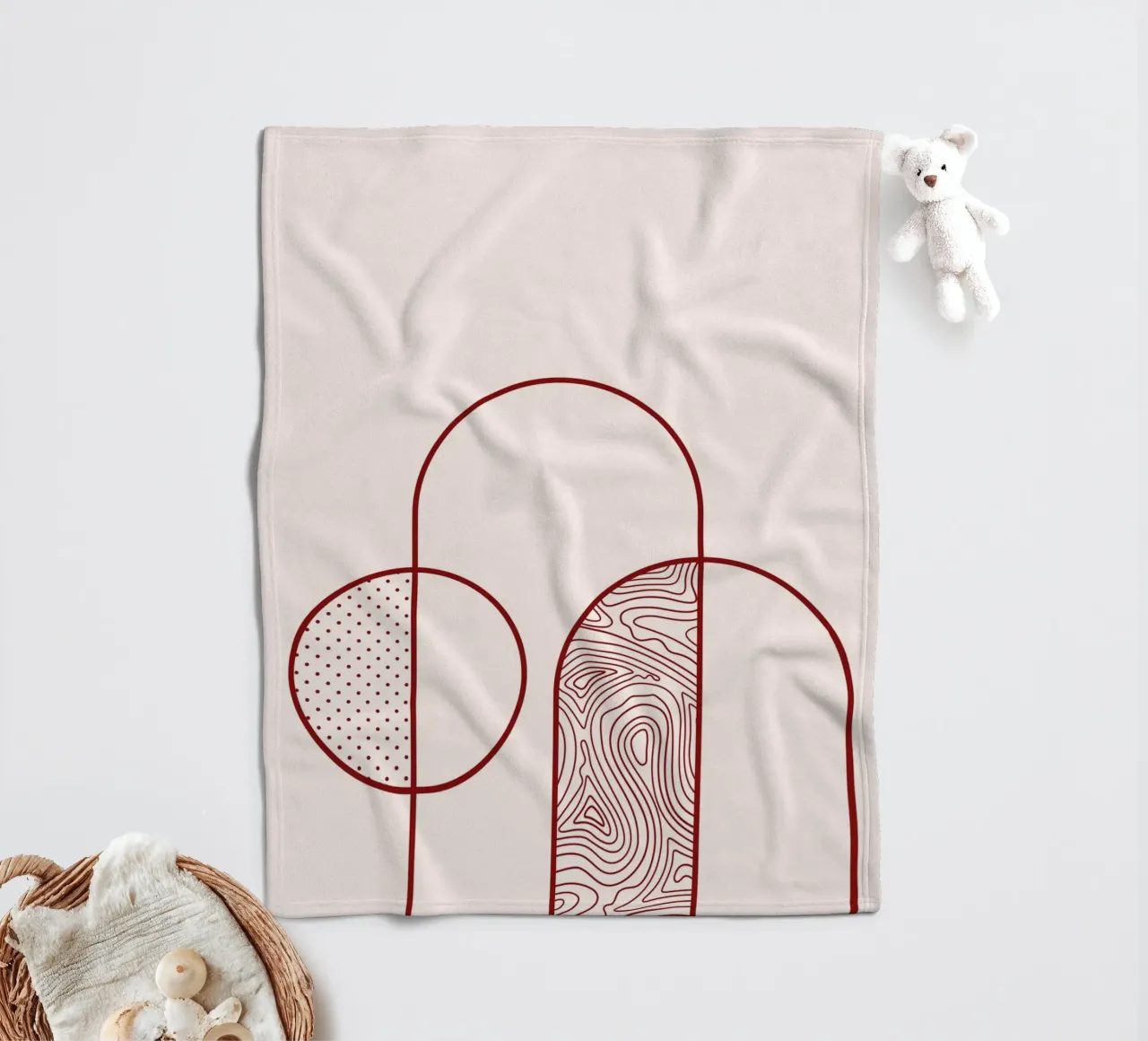 Stampa artistica astratta della linea Arco e Cerchio di Organic Patterns, T coperta in pile da NorwesClub