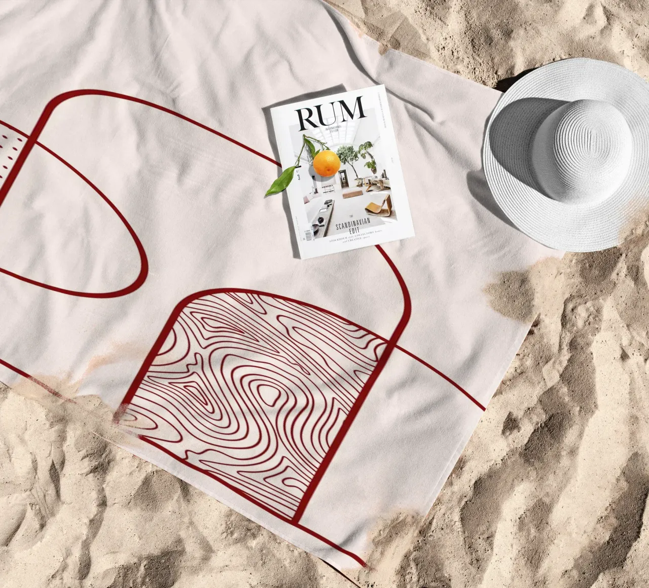 Stampa artistica astratta della linea Arco e Cerchio di Organic Patterns, T telo mare da NorwesClub