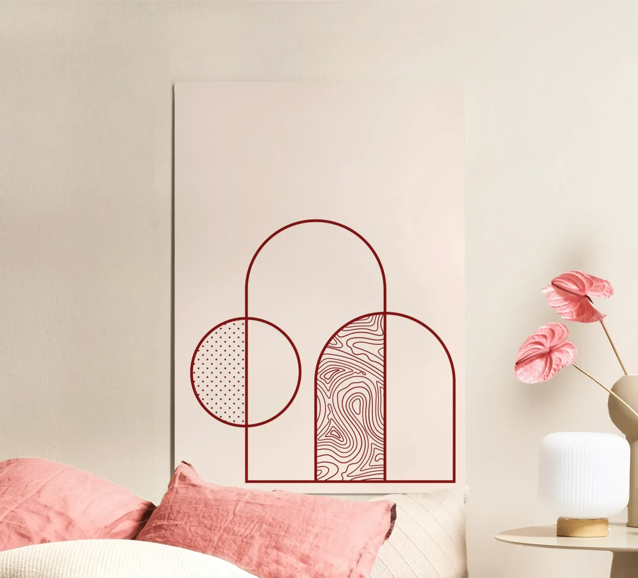 Abstract Arch & Circle Line Art Print by Organic Patterns, T alu-dibond by NorwesClub