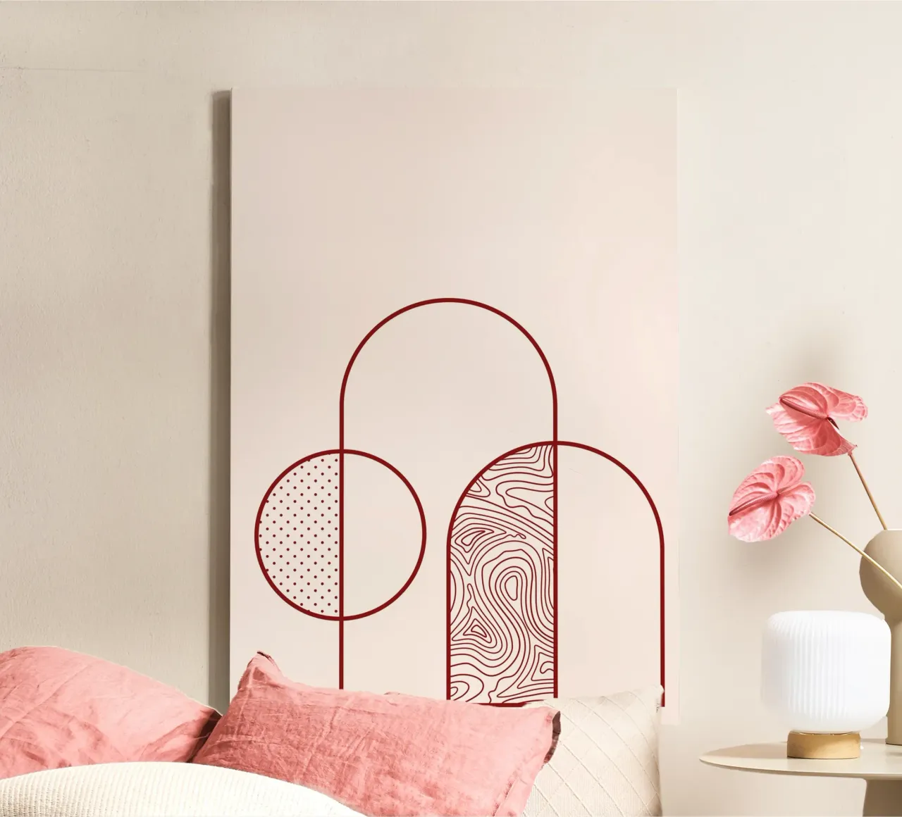 Abstract Arch & Circle Line Art Print by Organic Patterns, T canvas by NorwesClub