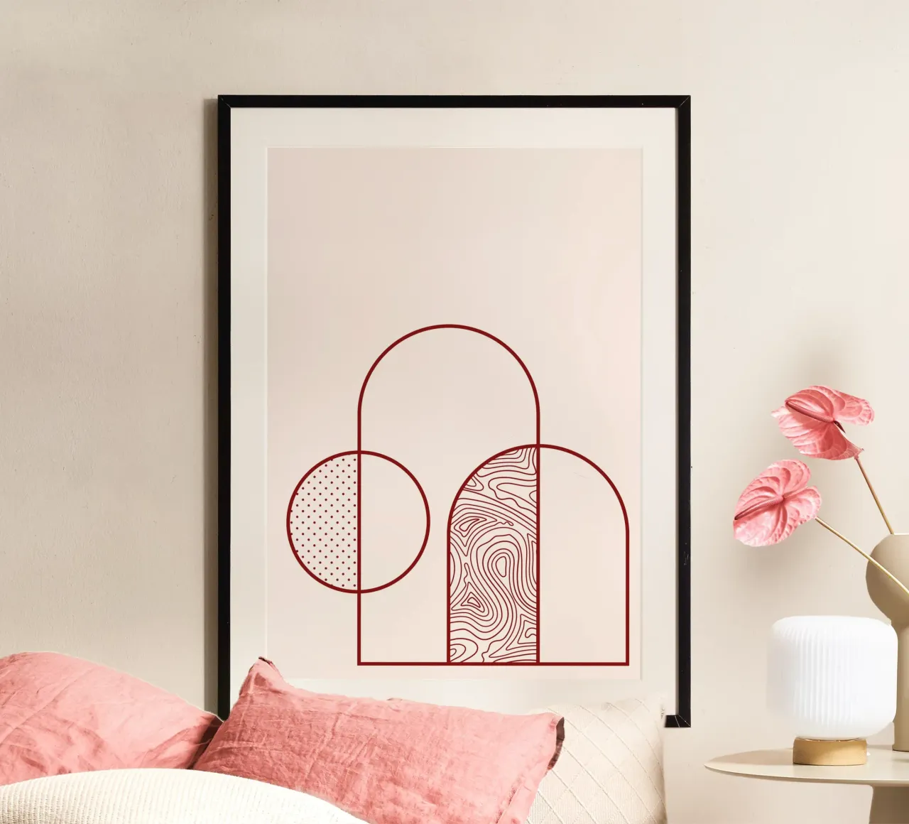 Abstract Arch & Circle Line Art Print by Organic Patterns, T hahnemühle by NorwesClub