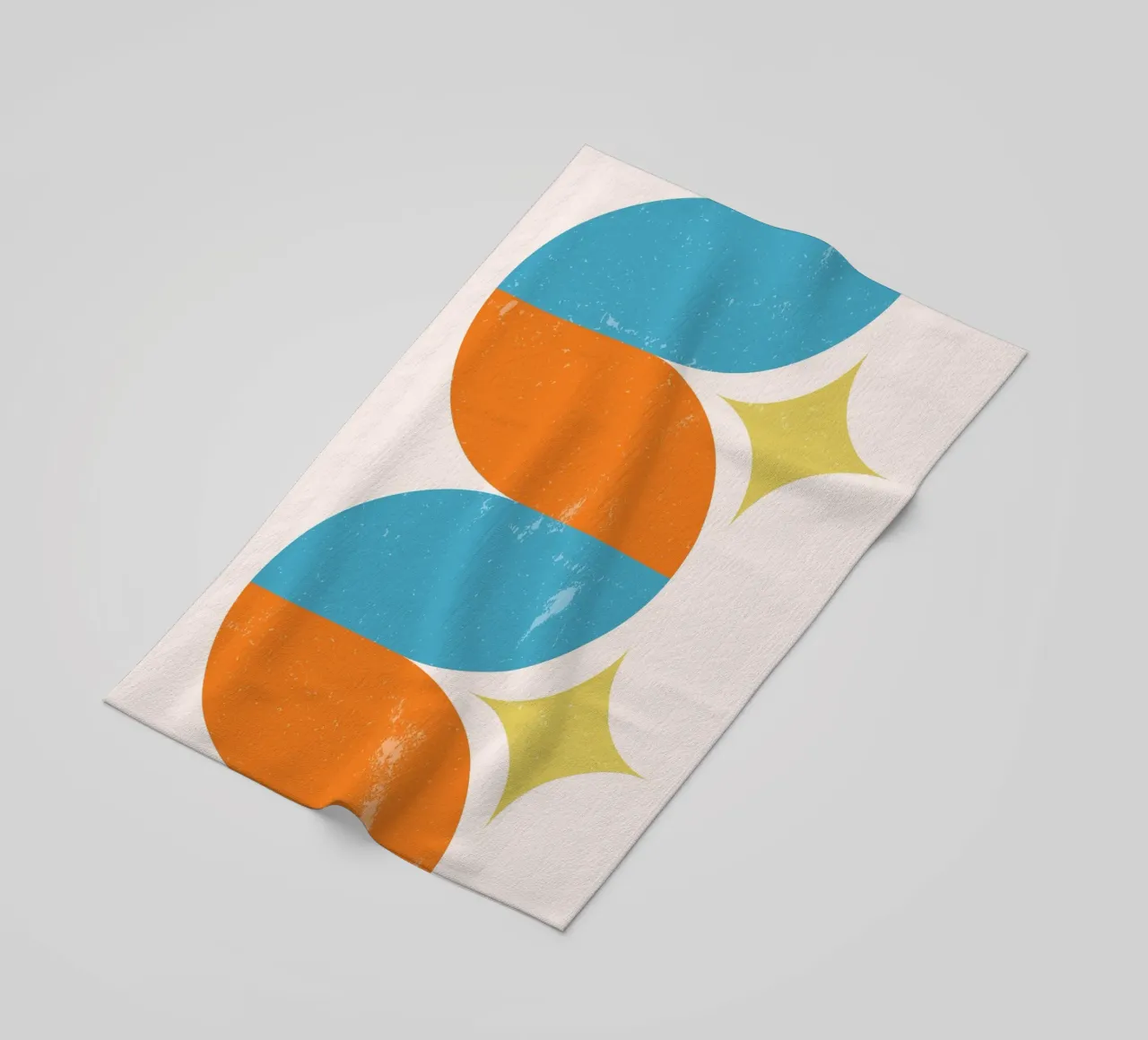 Forme ondulate astratte e stelle in blu arancio. telo mare da NorwesClub