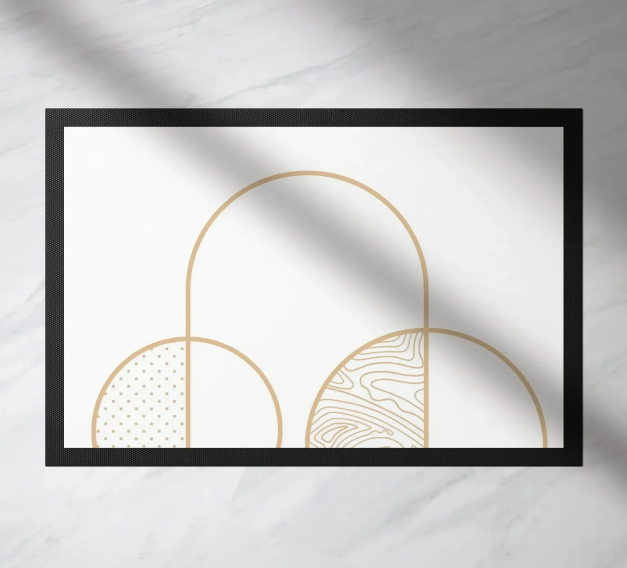 Stampa artistica minimalista della linea Arco e Cerchio di Organic Patterns, zerbino da NorwesClub