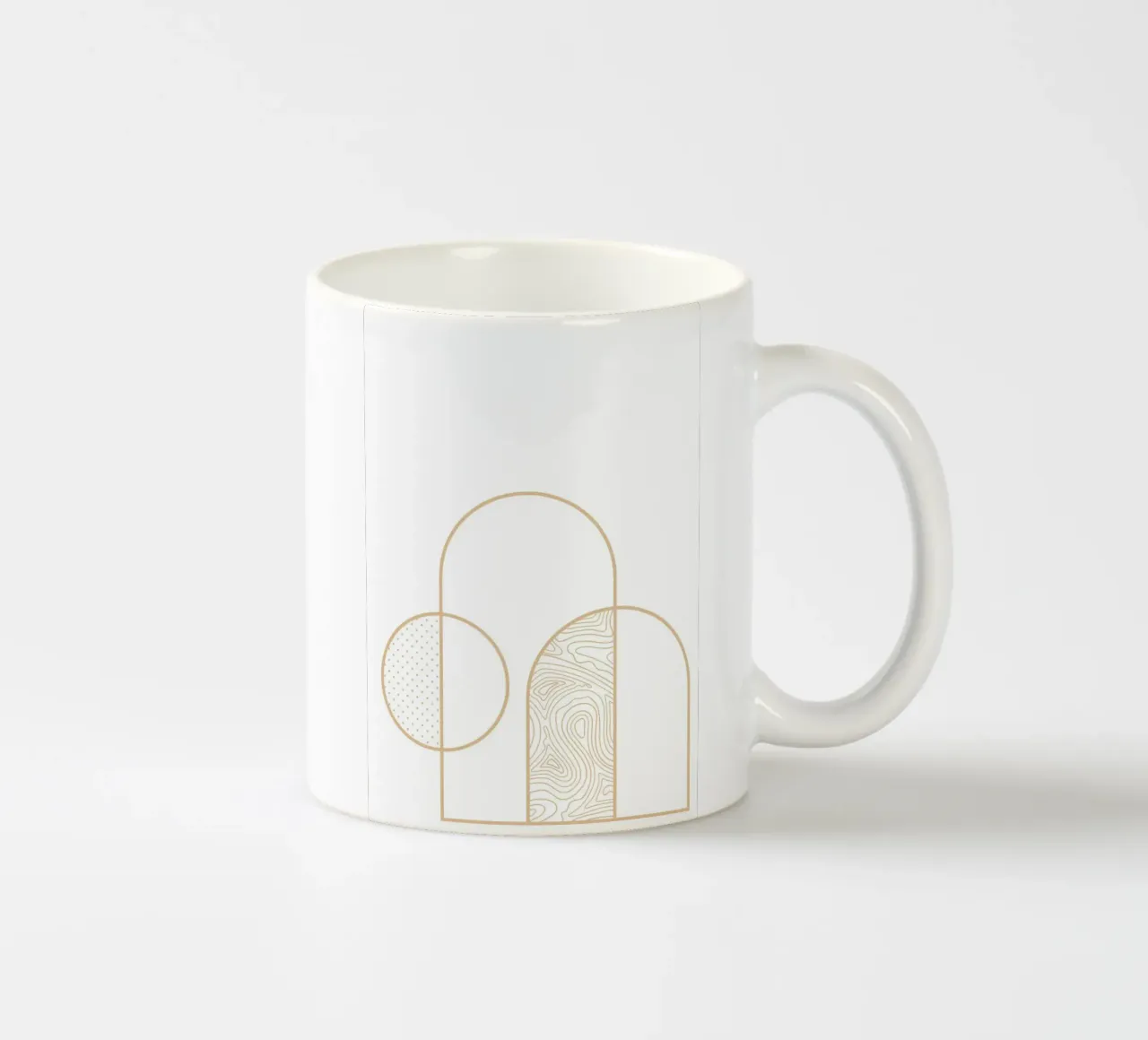 Minimalist Arch & Circle Line Art Print by Organic Patterns, ceramic mug by NorwesClub