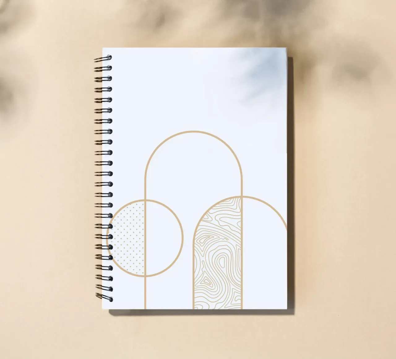 Stampa artistica minimalista della linea Arco e Cerchio di Organic Patterns, diario ad anelli da NorwesClub