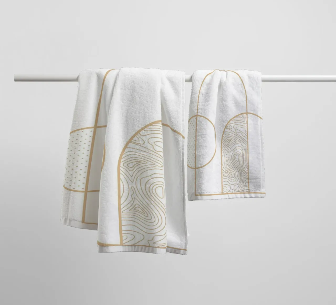 Minimalist Arch & Circle Line Art Print by Organic Patterns, towel by NorwesClub