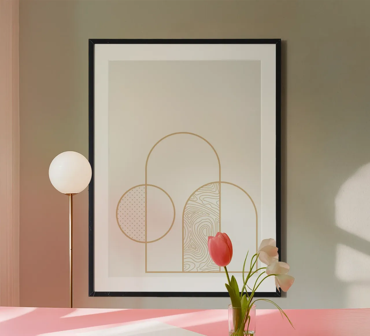 Minimalist Arch & Circle Line Kunstdruck von Organic Patterns, Hahnemühle von NorwesClub