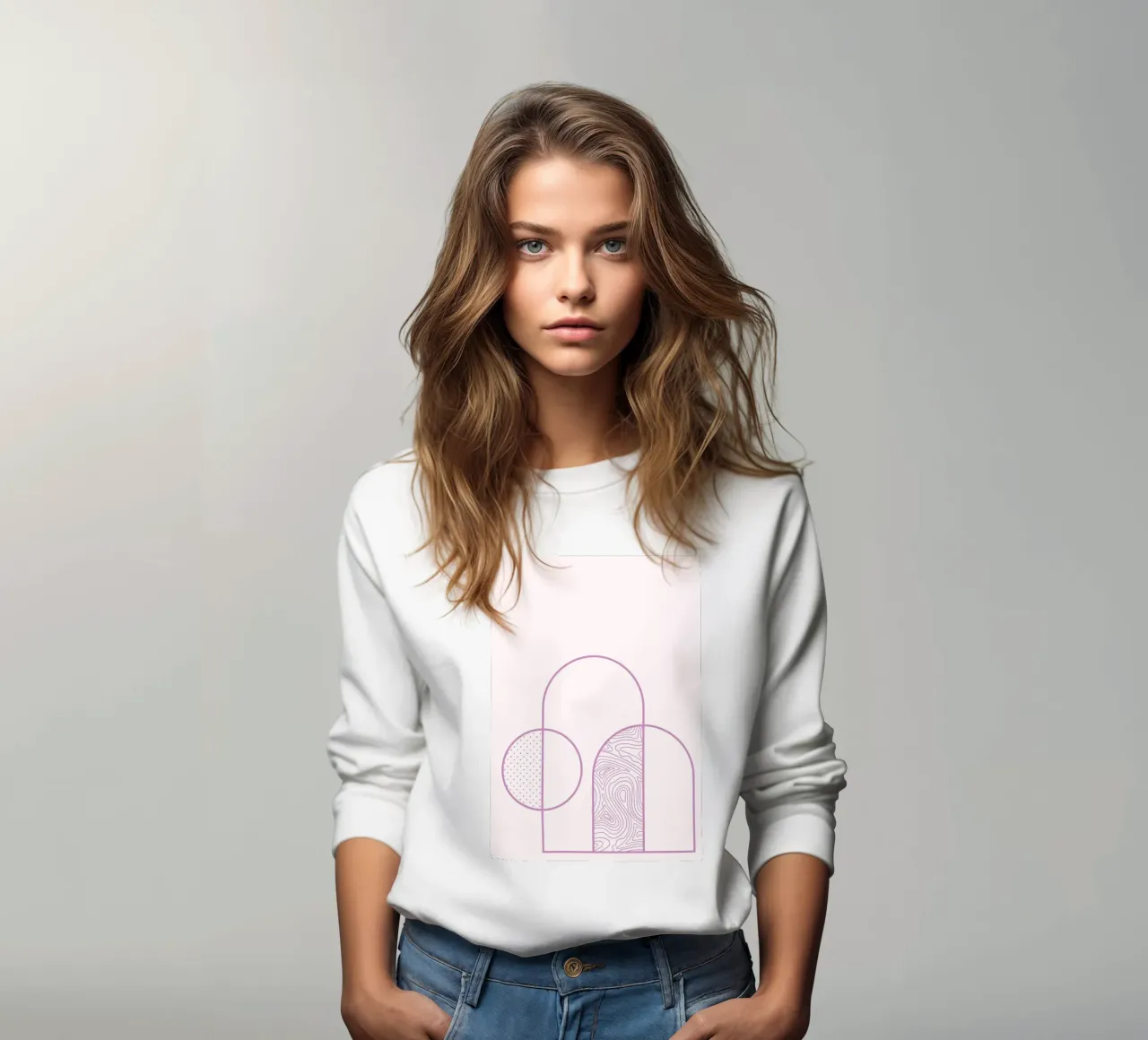 Minimalist Arch & Circle Line Art Print by Organic Patterns, sweatshirt by NorwesClub