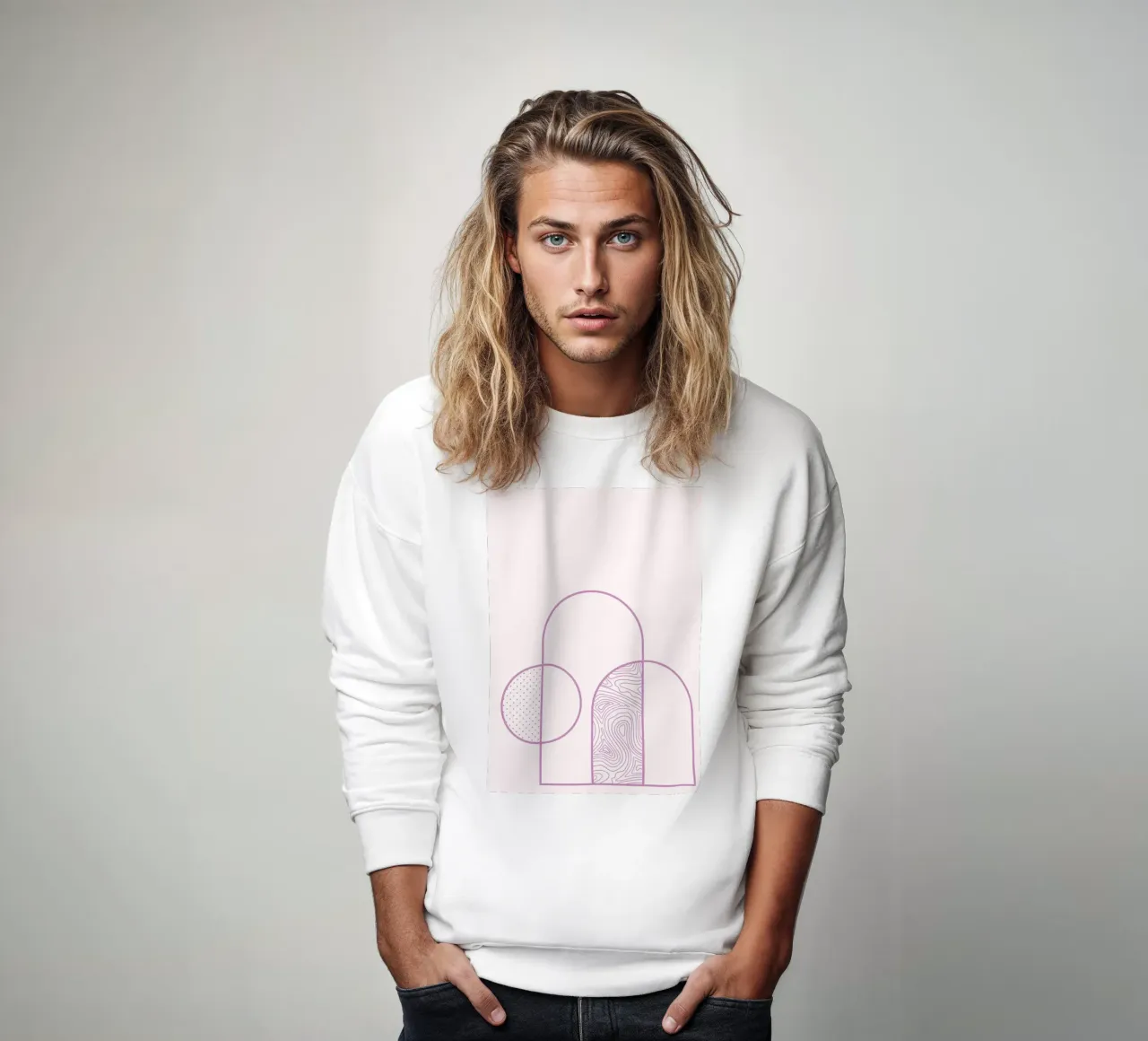 Minimalist Arch & Circle Line Art Print by Organic Patterns, sweatshirt by NorwesClub