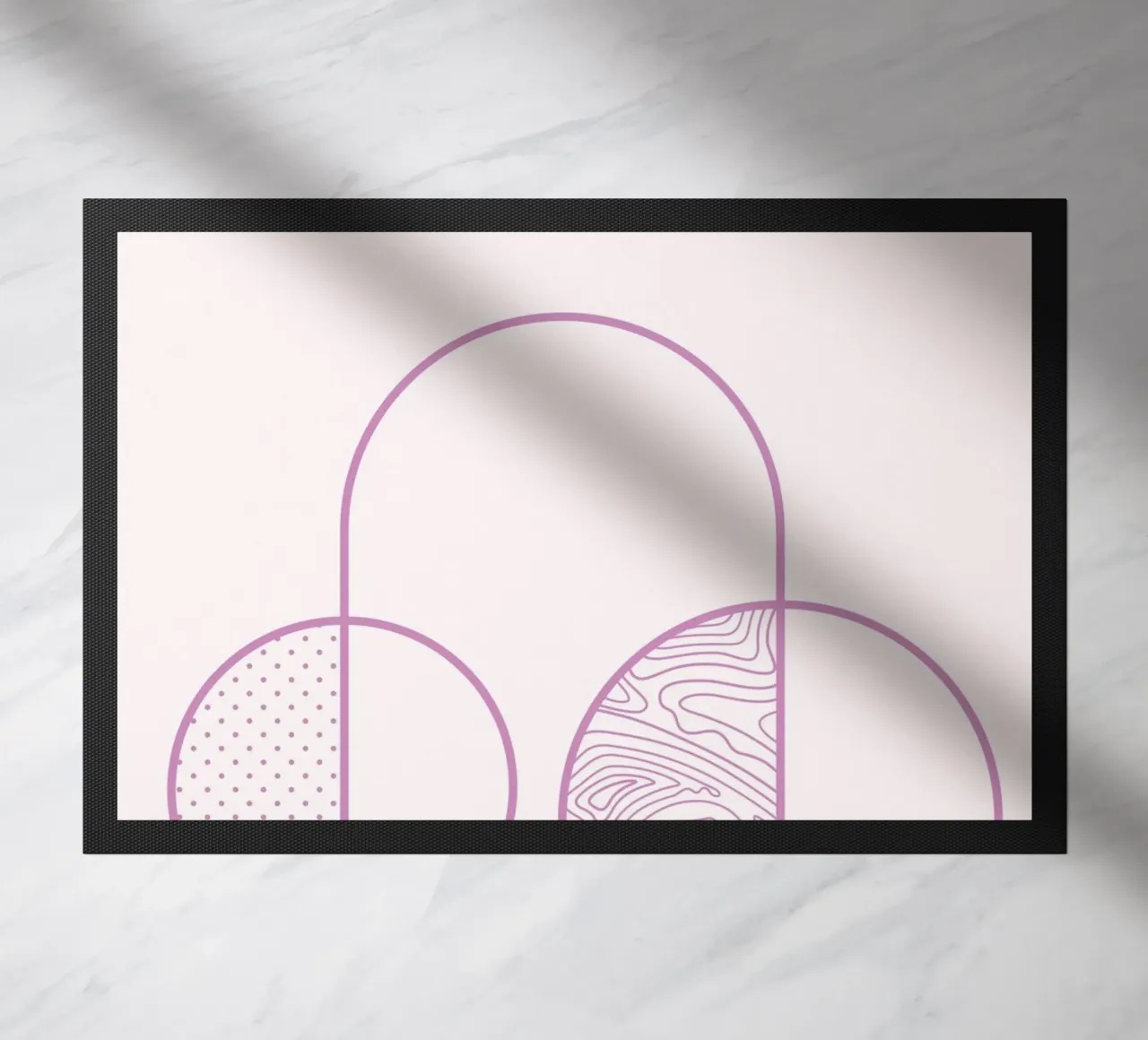 Minimalist Arch & Circle Line Art Print by Organic Patterns, doormat by NorwesClub