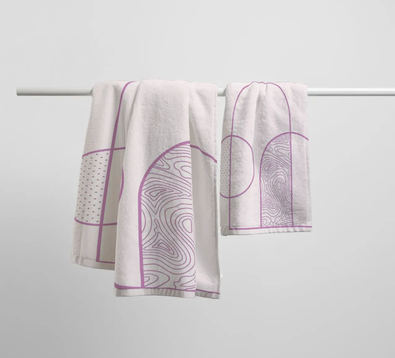 Minimalist Arch & Circle Line Art Print by Organic Patterns, towel by NorwesClub