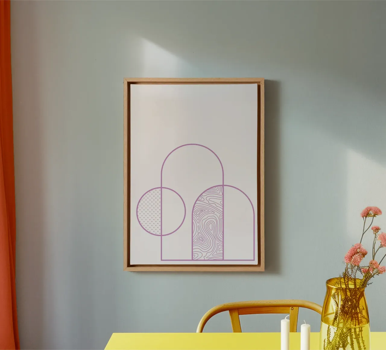 Minimalist Arch & Circle Line Art Print by Organic Patterns, canvas by NorwesClub