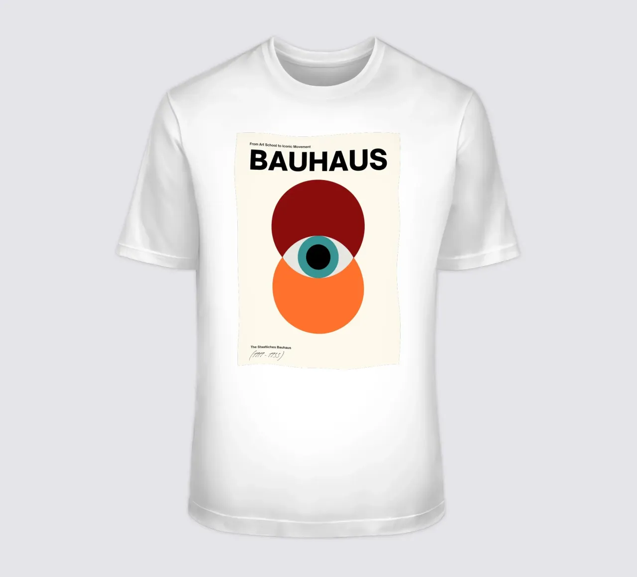 Impression d'art abstrait Bauhaus Eye par Iconic Movement Geometric t-shirt de NorwesClub