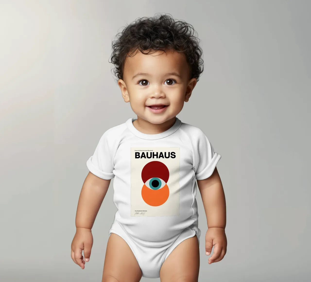 Bauhaus Eye abstracte kunstdruk door Iconic Movement Geometric babyrompertje korte mouwen van NorwesClub
