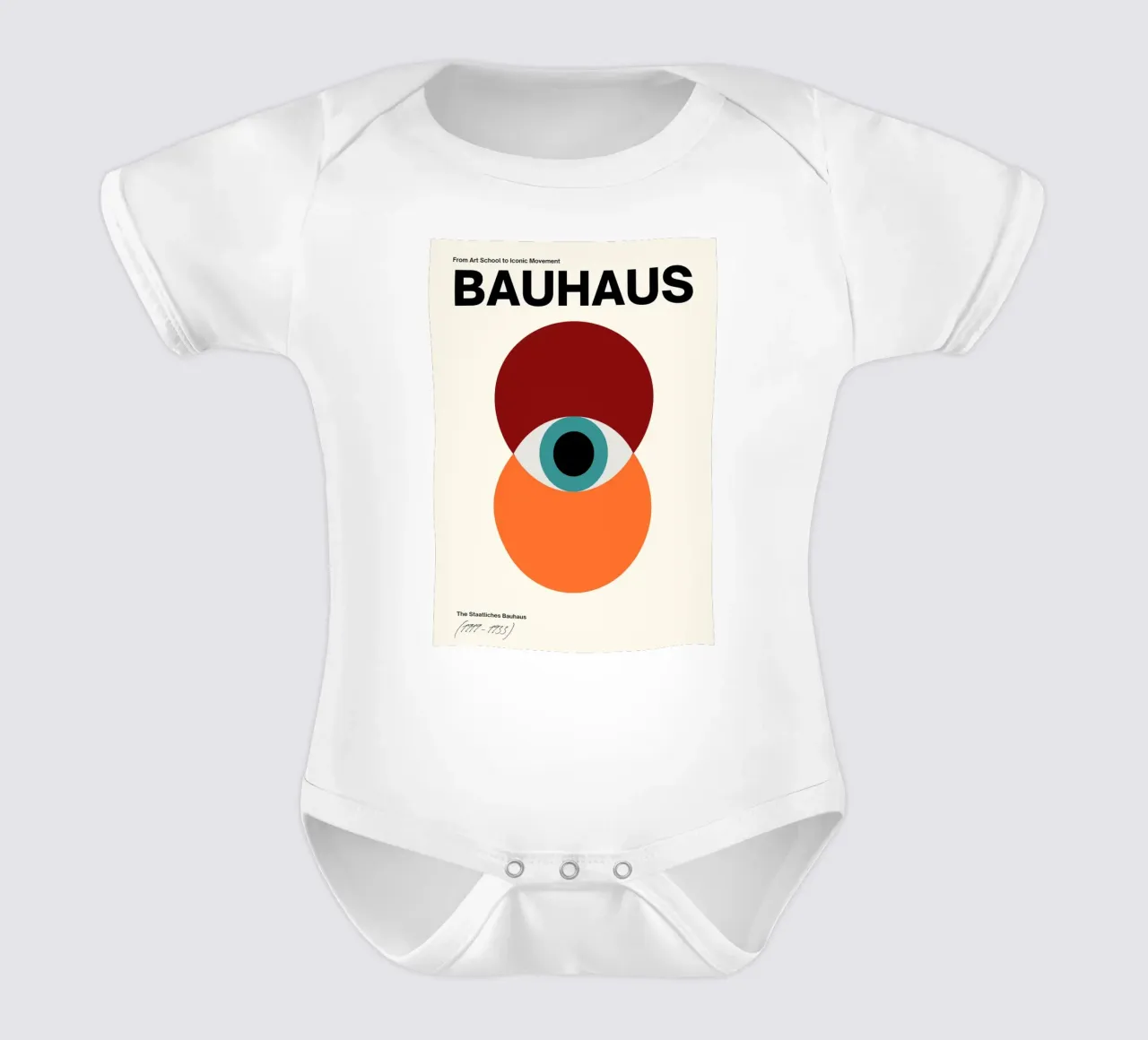 Bauhaus Eye abstracte kunstdruk door Iconic Movement Geometric babyrompertje korte mouwen van NorwesClub
