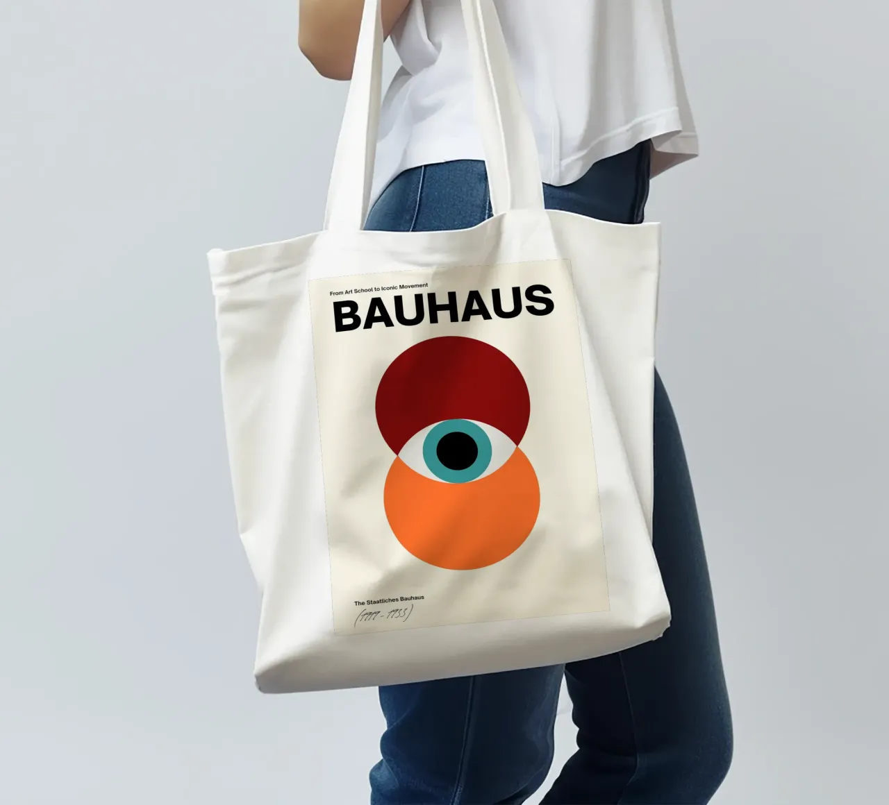Impression d'art abstrait Bauhaus Eye par Iconic Movement Geometric tote bag de NorwesClub