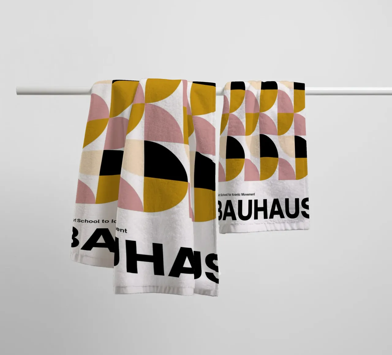 Bauhaus Geometric Grid Abstract Art Print by Iconic Design M towel by NorwesClub