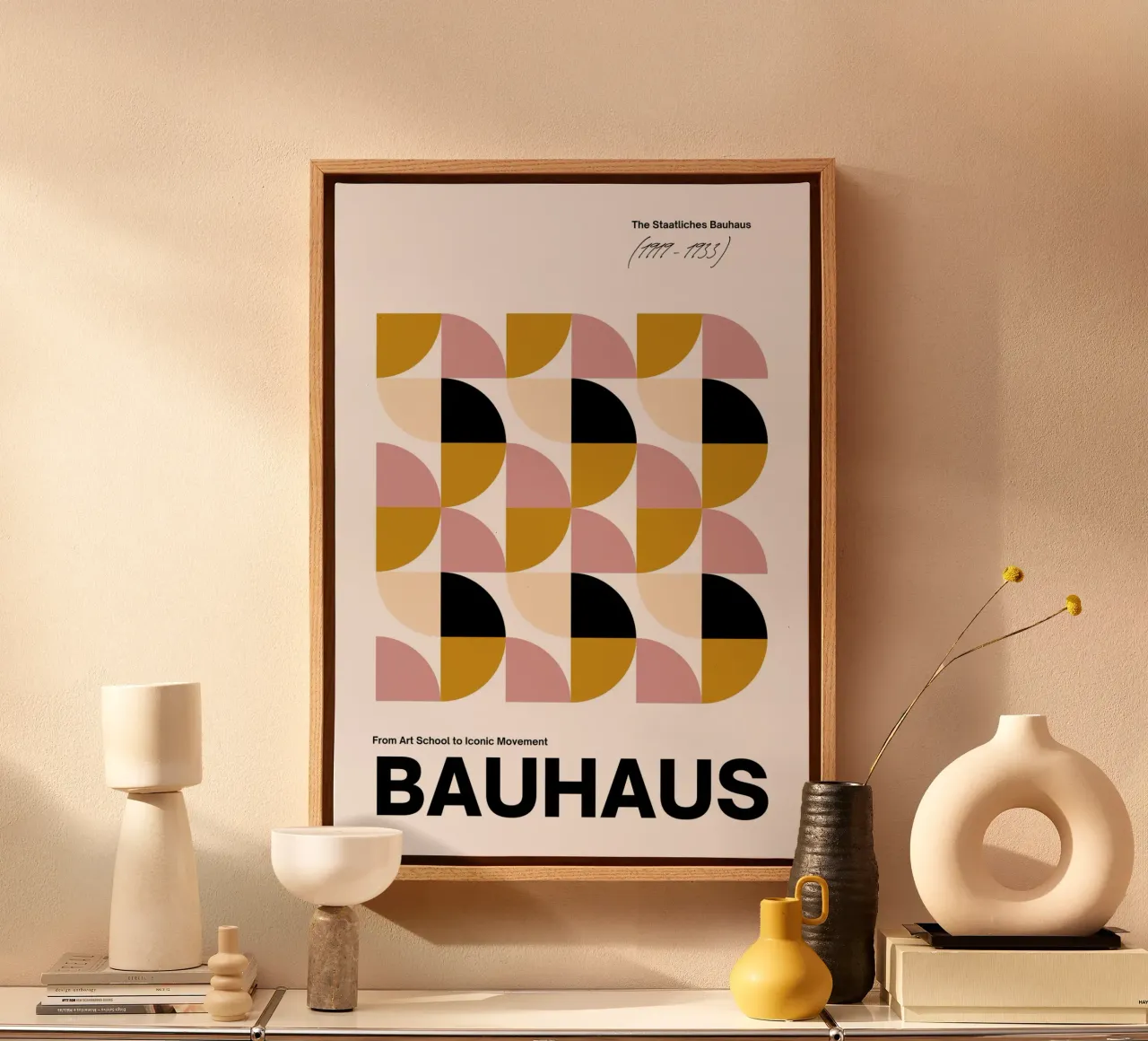 Bauhaus Geometric Grid Abstract Art Print by Iconic Design M canvas by NorwesClub