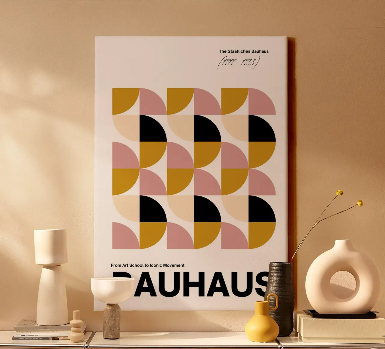 Bauhaus Geometric Grid Abstract Art Print by Iconic Design M canvas by NorwesClub
