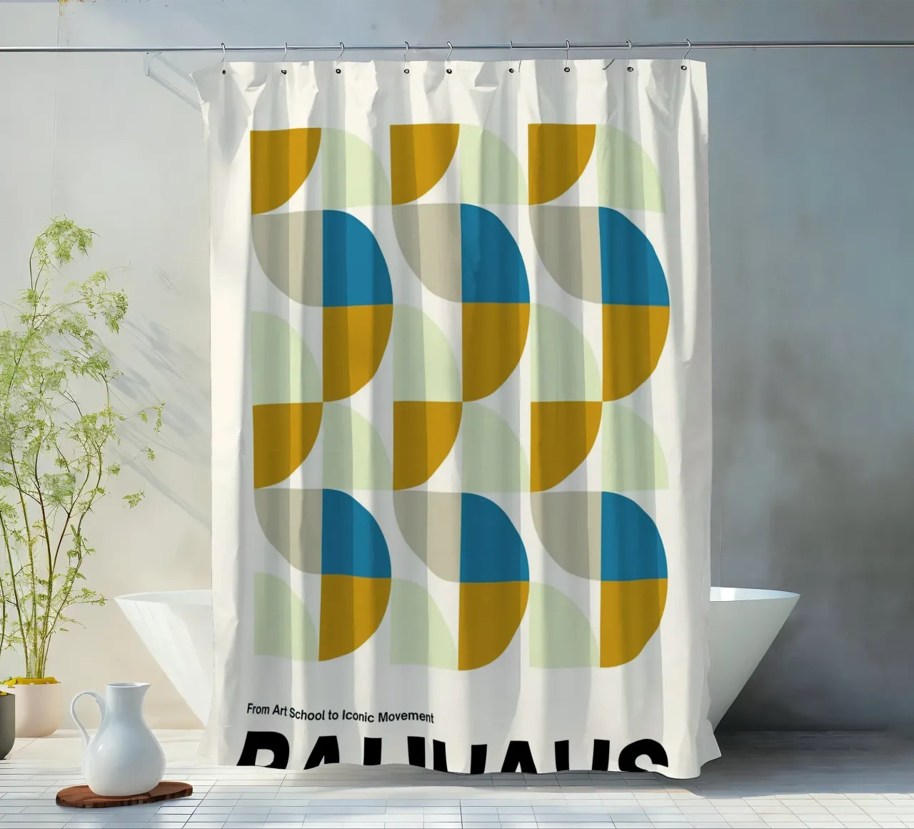Bauhaus Abstract Grid Art Print by Iconic Movement Geometric cortina de baño de NorwesClub
