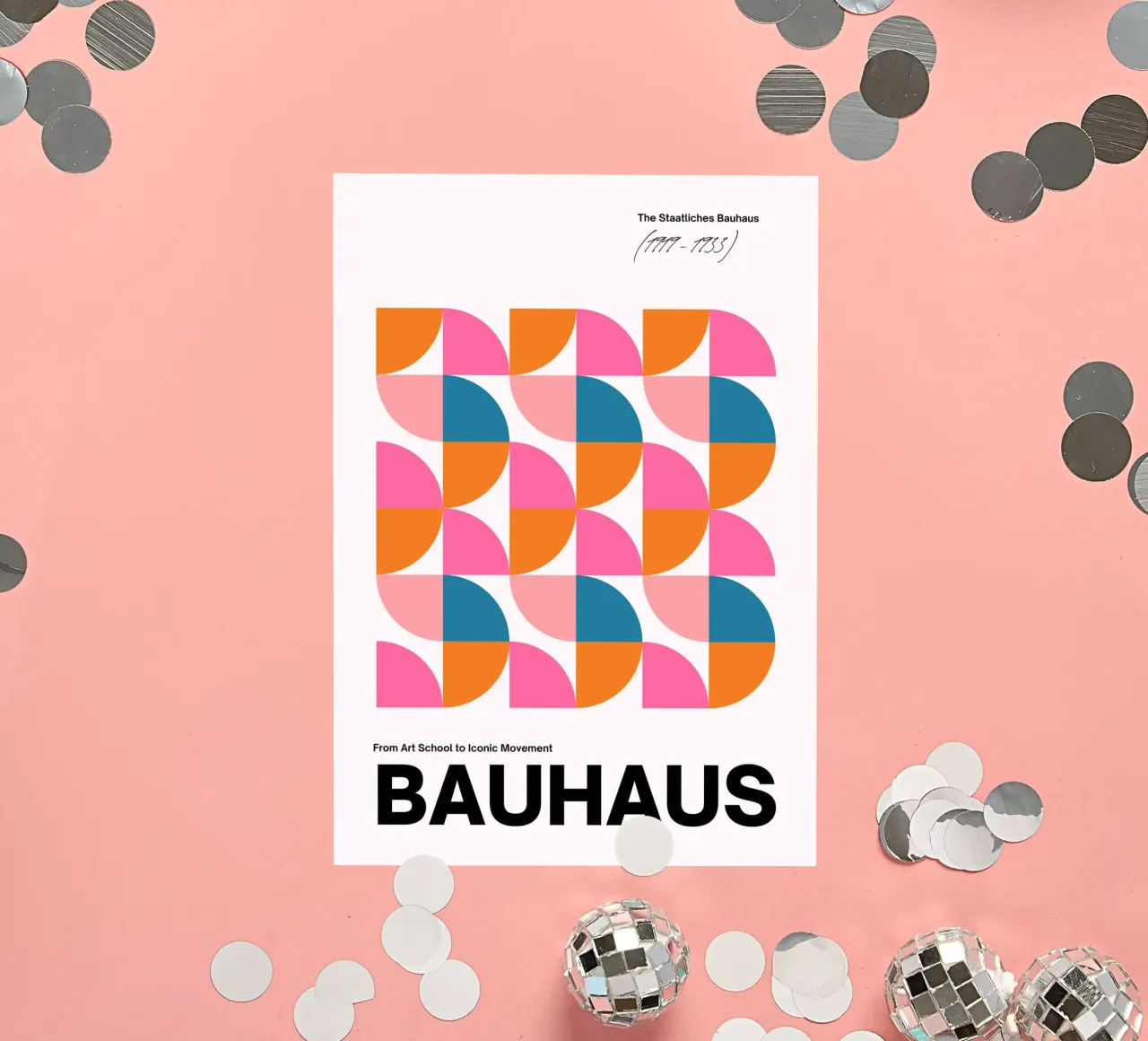 Bauhaus Geometric Abstract Grid Print by Iconic Movement Bri adesivo da NorwesClub