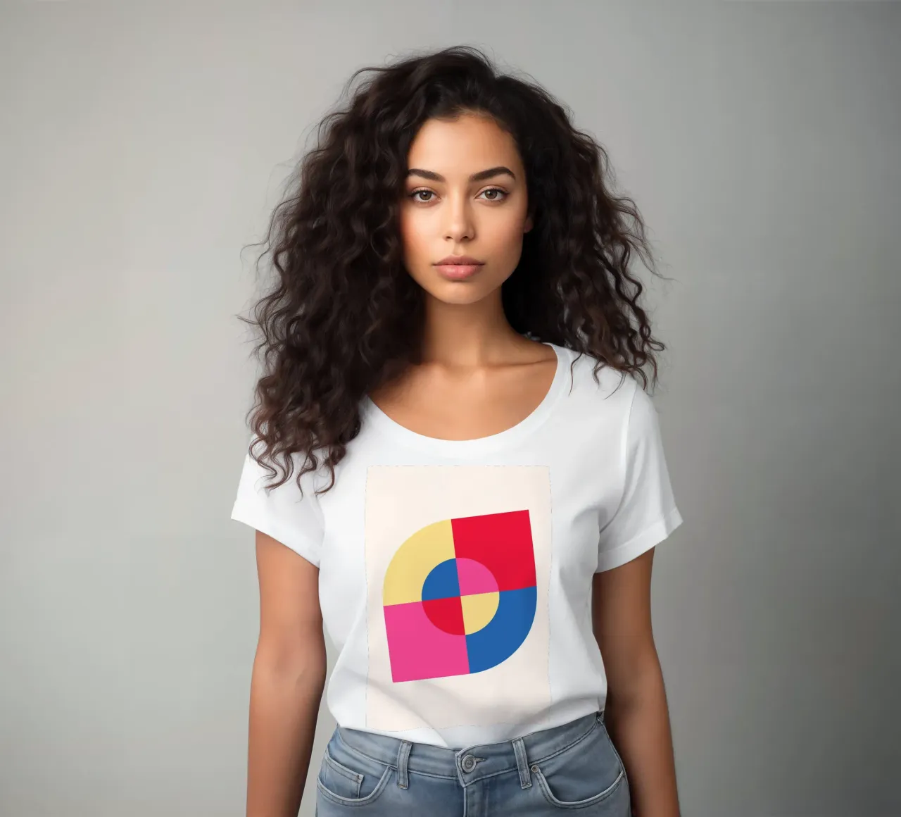Imprimé abstrait géométrique en blocs de couleurs par Modernist Shapes & C t-shirt ajusté pour femmes de NorwesClub