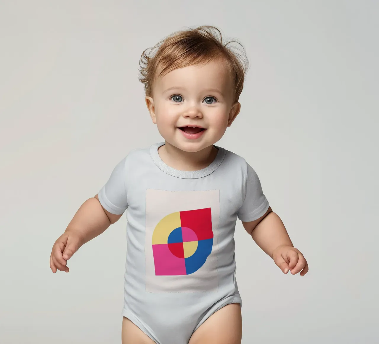 Abstract Geometric Color Block Print by Modernist Shapes & C short-sleeve baby romper by NorwesClub