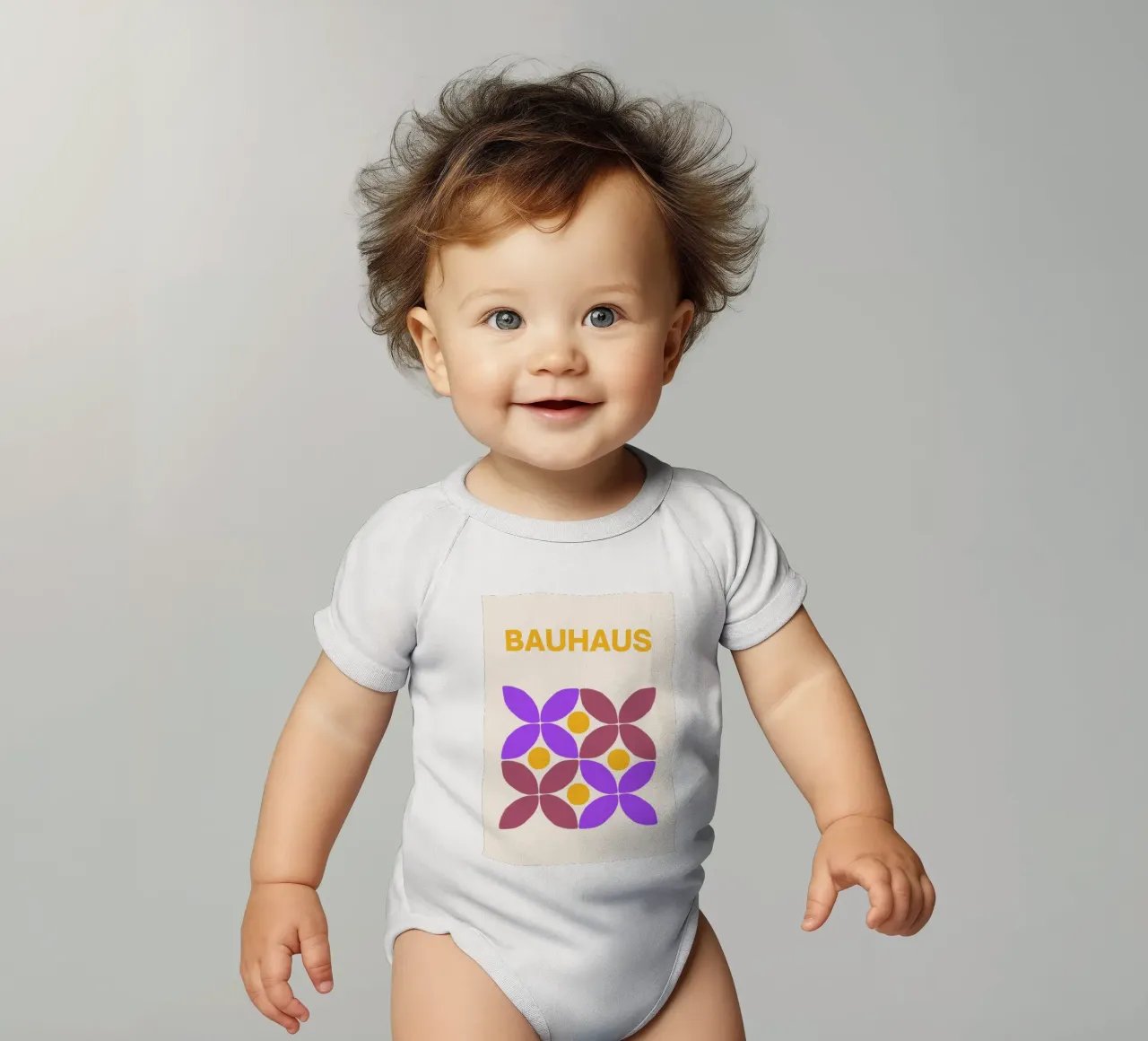 Bauhaus Floral Abstract Print by Geometric Petals & Circles short-sleeve baby romper by NorwesClub