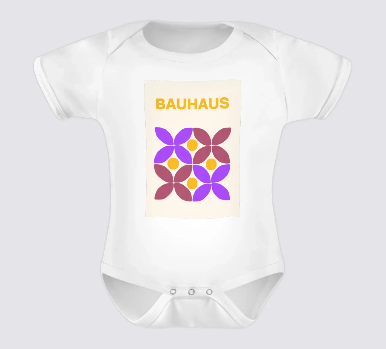 Bauhaus Floral Abstract Print by Geometric Petals & Circles short-sleeve baby romper by NorwesClub